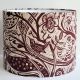 Burgundy Handmade Drum Lampshade in St Jude's Wren fabric by Mark Hearld 