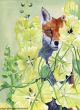 Fox and hollyhock by Sam Cannon Art