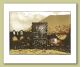 Llantony Priory Greeting Card by Ian Phillips Linocut Artist 