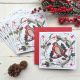 Robin and Holly Medium Square Greetings Card 5 Pack By Driftwood Designs