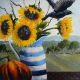 Sunflowers & pumpkin by Denny Webb