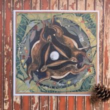 Three Hares Square Poster Print by Driftwood Designs