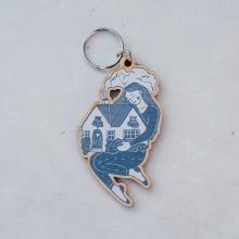 Home is where the heart is Cosy Home Wooden Keyring by Prints By The Bay
