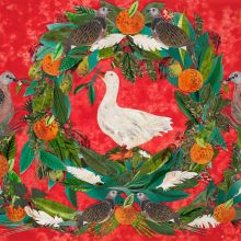 Festive Garland A5 Blank Greeting Card By Clare O'Neill