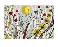 Birches, Ballindalloch screenprint - Angie Lewin Art Greeting Card 