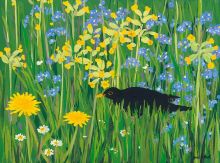 Blackbird and Forget-Me-Nots By Sarah Gillard