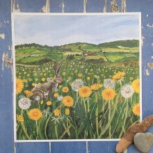 Hare and Dandelion Square Poster Print By Driftwood Designs