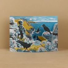 Mayon Cliff Choughs die-cut card by Matt Johnson.