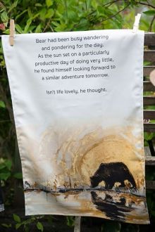 Golden Hour (sunset bear) Organic Cotton Tea Towels | When Beasts Spoke Charlotte Strawbridge