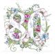 Flower meadow 80th birthday card by  Doodleicious Art 