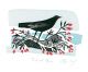 Blackbird and Berries Linocut by Angela Harding