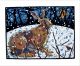 'Winter Hare' linocut Art Greeting Card by Andrew Haslen 