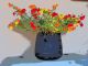 Blue pot with nasturtiums Greeting card by Ambrose Hynes.