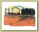 Honeybourne Evening Greeting Card by Ian Phillips Linocut Artist 