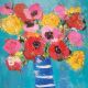 Colourful Bouquet by Jenny HandleyArt Greeting Card, Acrylic Painting