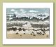 Oystercatchers Wait Greeting Card by Ian Phillips Linocut Artist 