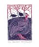 'Snowfowl' from a linocut by Penny Bhadresa 