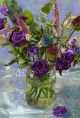 Purple Lisianthus with Thistles By Angie Wood