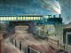 ERIC RAVILIOUS Train Going Over a Bridge at Night| 1935