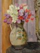 VANESSA BELL Sweet peas in jug with Indian Bhodisattva|c.1945-1950