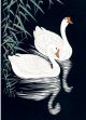 Ohara Koson White Chinese Geese Swimming by Reeds