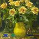 Yellow Roses on Sari Fabric by Angie Wood