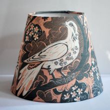 Grey/Pink  Handmade Modern Tapered Drum Lampshade in St Jude's Doveflight fabric by Mark Hearld