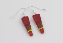 Red drop earrings with gold plume By Sarah Hill