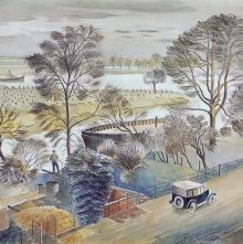 ‘River Thames at Hammersmith’, Eric Ravilious, watercolour and pencil, 1933.