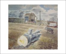 Tree Trunk and Wheelbarrow by Eric Ravilious